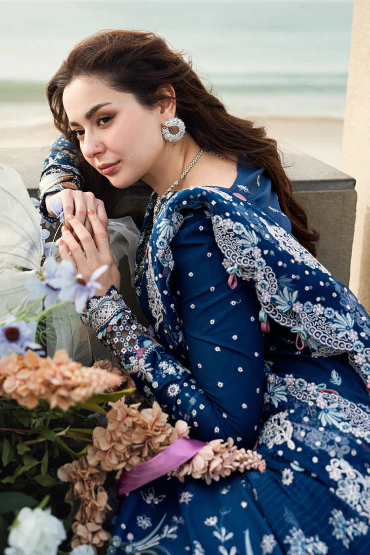 QALAMKAR-3PC LAWN EMBROIDERED SHIRT WITH KHADDI NET EMBROIDERED DUPATTA AND TROUSER-BIC-4608 Asasay Fakhir