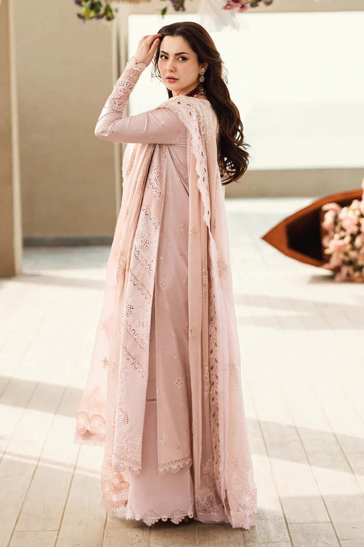 QALAMQAR-3PC LAWN CHIKAANKARI EMBROIDERED SHIRT WITH KHAADI NET EMBROIDERED DUPATTA AND TROUSER -BIC-4727 Asasay Fakhir