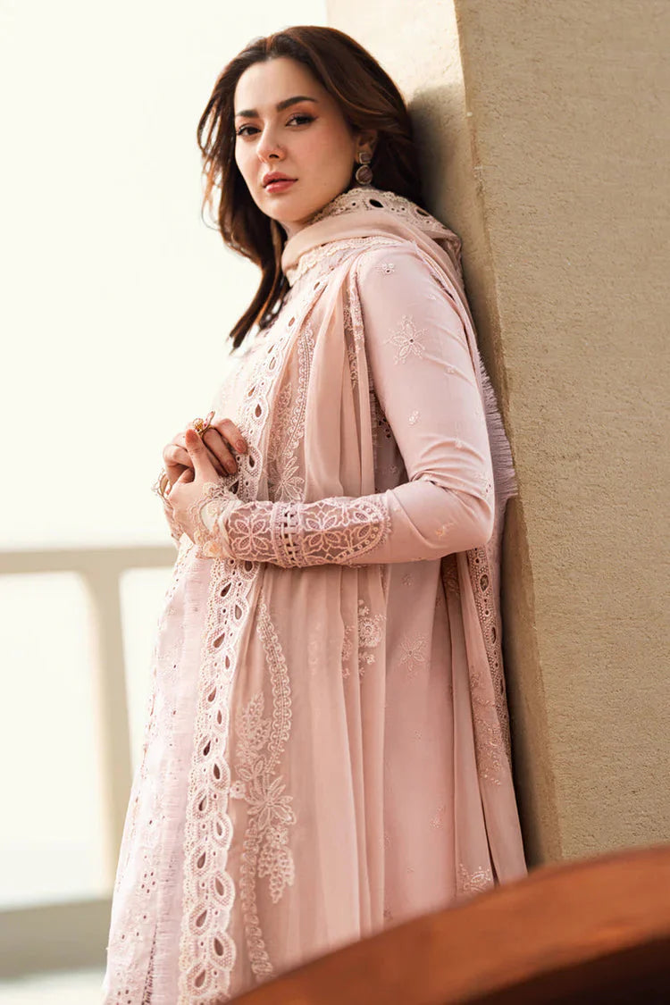 QALAMQAR-3PC LAWN CHIKAANKARI EMBROIDERED SHIRT WITH KHAADI NET EMBROIDERED DUPATTA AND TROUSER -BIC-4727 Asasay Fakhir
