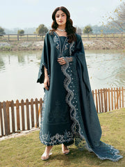 IZEL-3PC LAWN EMBROIDERED SHIRT WITH KHAADI NET EMBROIDERED DUPATTA AND TROUSER-BIC-4822 Asasay Fakhir