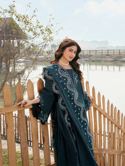 IZEL-3PC LAWN EMBROIDERED SHIRT WITH KHAADI NET EMBROIDERED DUPATTA AND TROUSER-BIC-4822 Asasay Fakhir