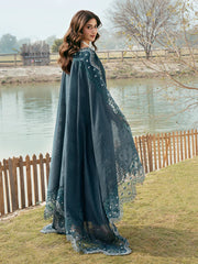 IZEL-3PC LAWN EMBROIDERED SHIRT WITH KHAADI NET EMBROIDERED DUPATTA AND TROUSER-BIC-4822 Asasay Fakhir