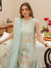 MAHNUR-3PC LAWN CHIKANKAARI EMBROIDERED SHIRT WITH KHAADI NET EMBROIDERED DUPATTA AND TROUSER -BIC-4749 Asasay Fakhir