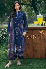 GARNET-3PC LAWN EMBROIDERED SHIRT WITH CHIFFON PRINT DUPATTA AND EMB TROUSER-BIC-4838 Asasay Fakhir