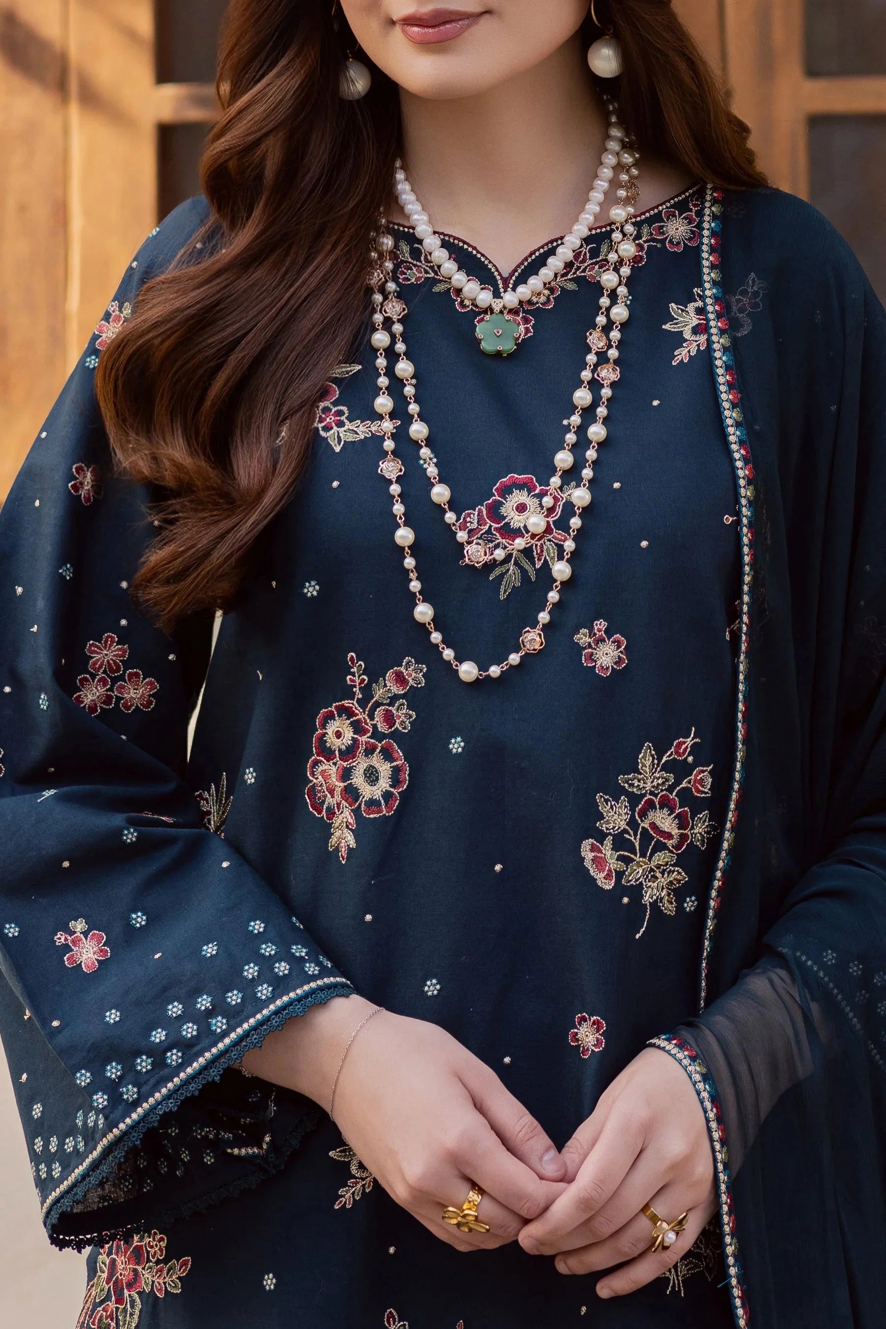 BATIK-3PC LAWN SEQUIN EMBROIDERED SHIRT WITH CHIFFON EMBROIDERED DUPATTA AND TROUSER-BIC-4863 Asasay Fakhir