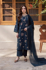 BATIK-3PC LAWN SEQUIN EMBROIDERED SHIRT WITH CHIFFON EMBROIDERED DUPATTA AND TROUSER-BIC-4863 Asasay Fakhir