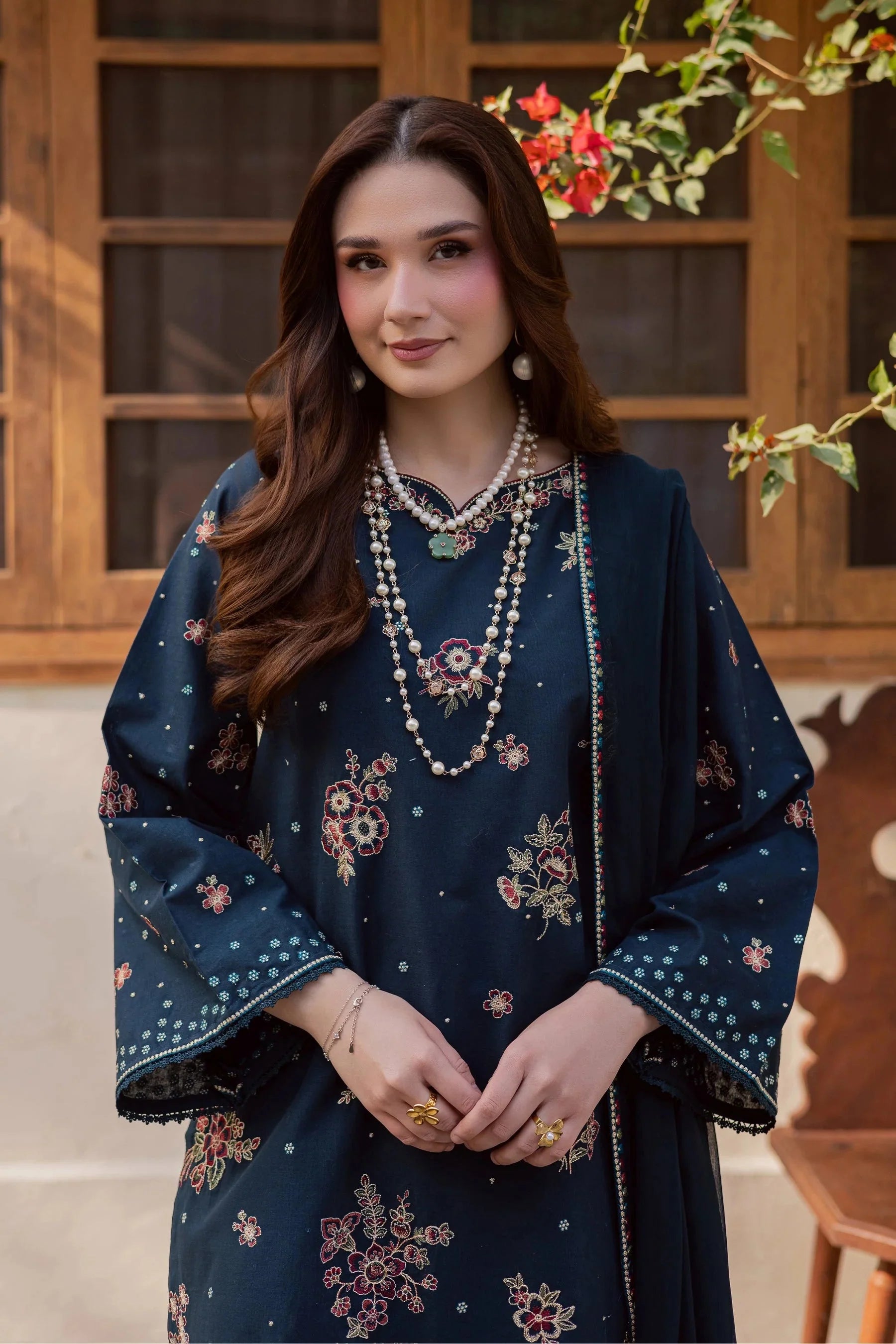 BATIK-3PC LAWN SEQUIN EMBROIDERED SHIRT WITH CHIFFON EMBROIDERED DUPATTA AND TROUSER-BIC-4863 Asasay Fakhir