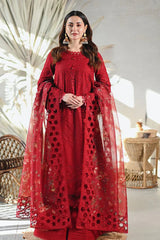 QALAMQAR-3PC LAWN CHIKAANKARI EMBROIDERED SHIRT WITH CHIFFON PRINTED EMB DUPATTA AND TROUSER-BIC-4665 Asasay Fakhir