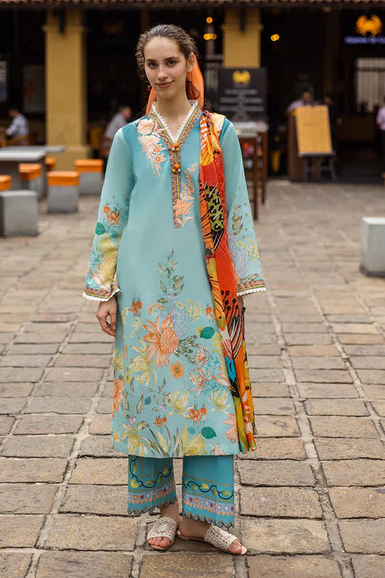 MUSHQ-3PC LAWN PRINTED SHIRT WITH CHIFFON PRINT DUPATTA AND PRINT TROUSER-BIC-2507 Asasay Fakhir