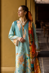 MUSHQ-3PC LAWN PRINTED SHIRT WITH CHIFFON PRINT DUPATTA AND PRINT TROUSER-BIC-2507 Asasay Fakhir