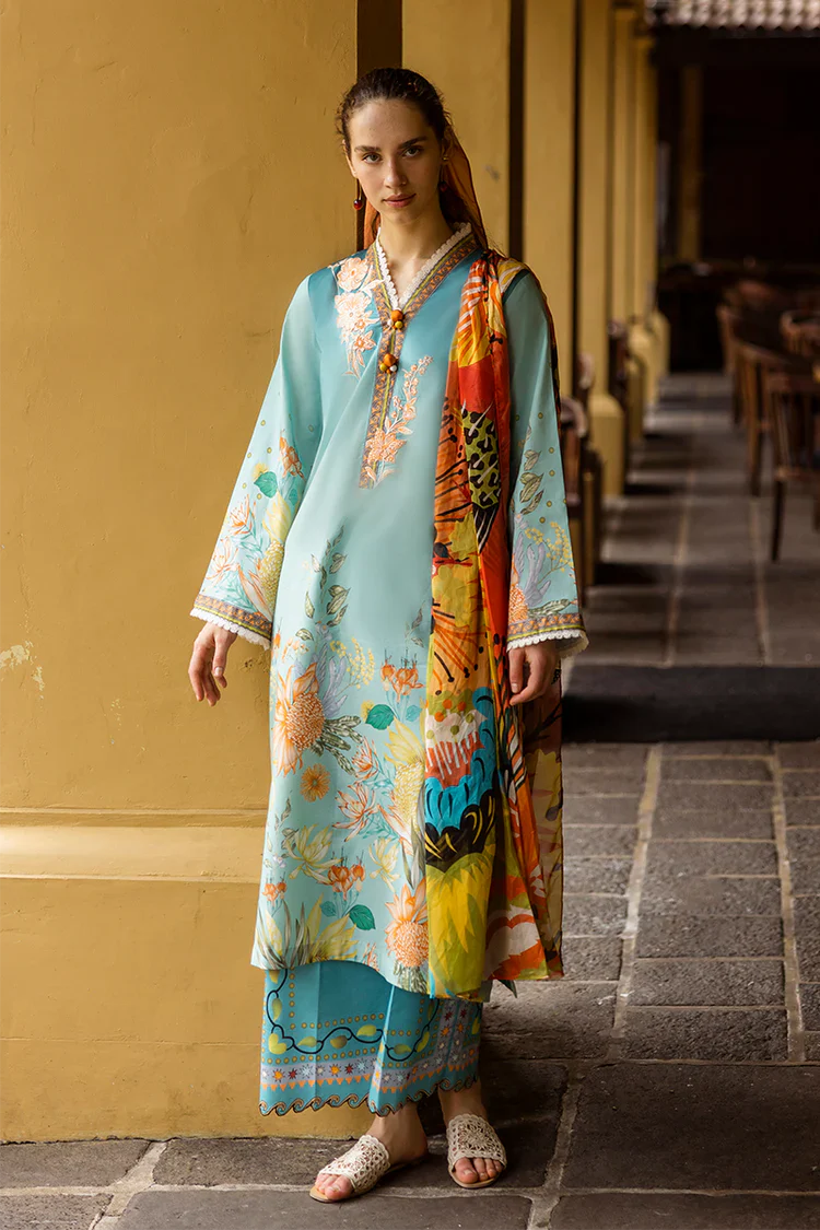 MUSHQ-3PC LAWN PRINTED SHIRT WITH CHIFFON PRINT DUPATTA AND PRINT TROUSER-BIC-2507 Asasay Fakhir