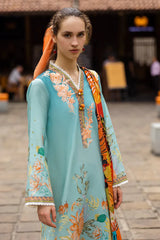 MUSHQ-3PC LAWN PRINTED SHIRT WITH CHIFFON PRINT DUPATTA AND PRINT TROUSER-BIC-2507 Asasay Fakhir