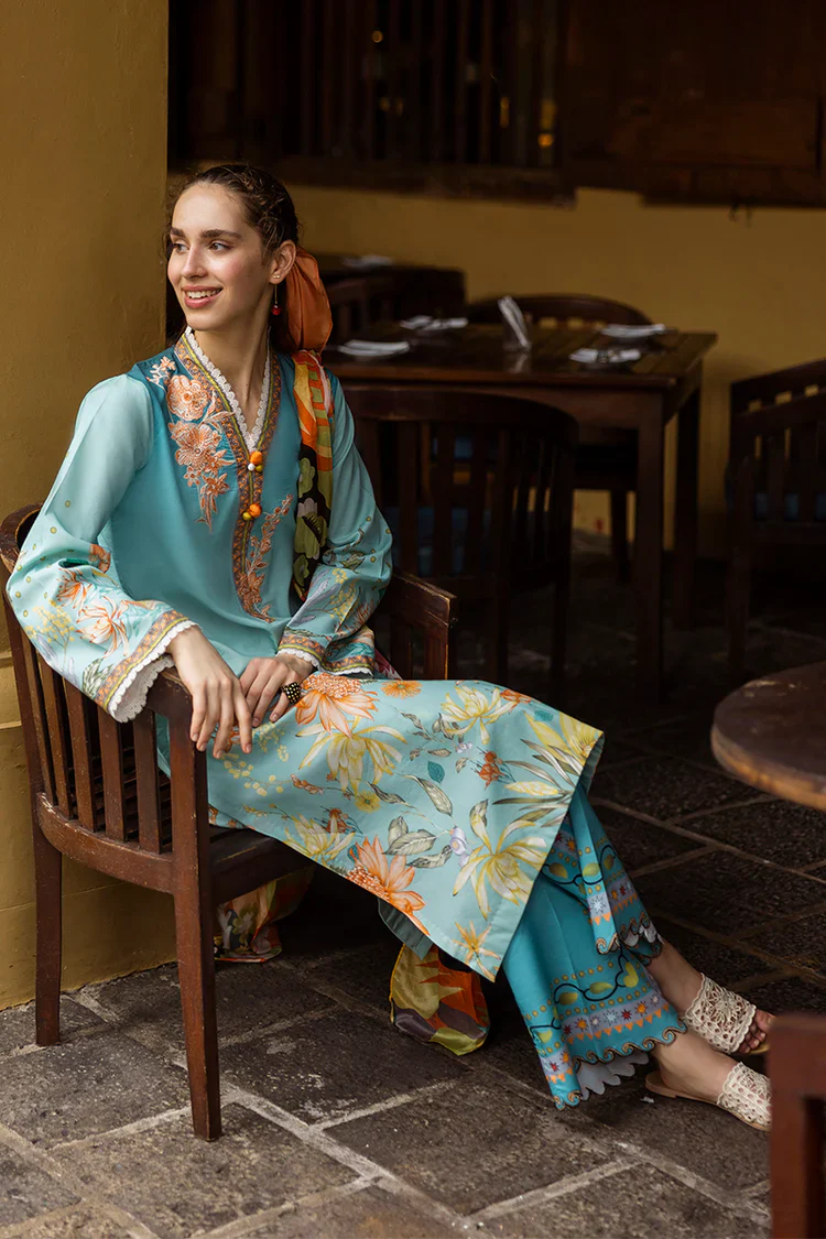 MUSHQ-3PC LAWN PRINTED SHIRT WITH CHIFFON PRINT DUPATTA AND PRINT TROUSER-BIC-2507 Asasay Fakhir