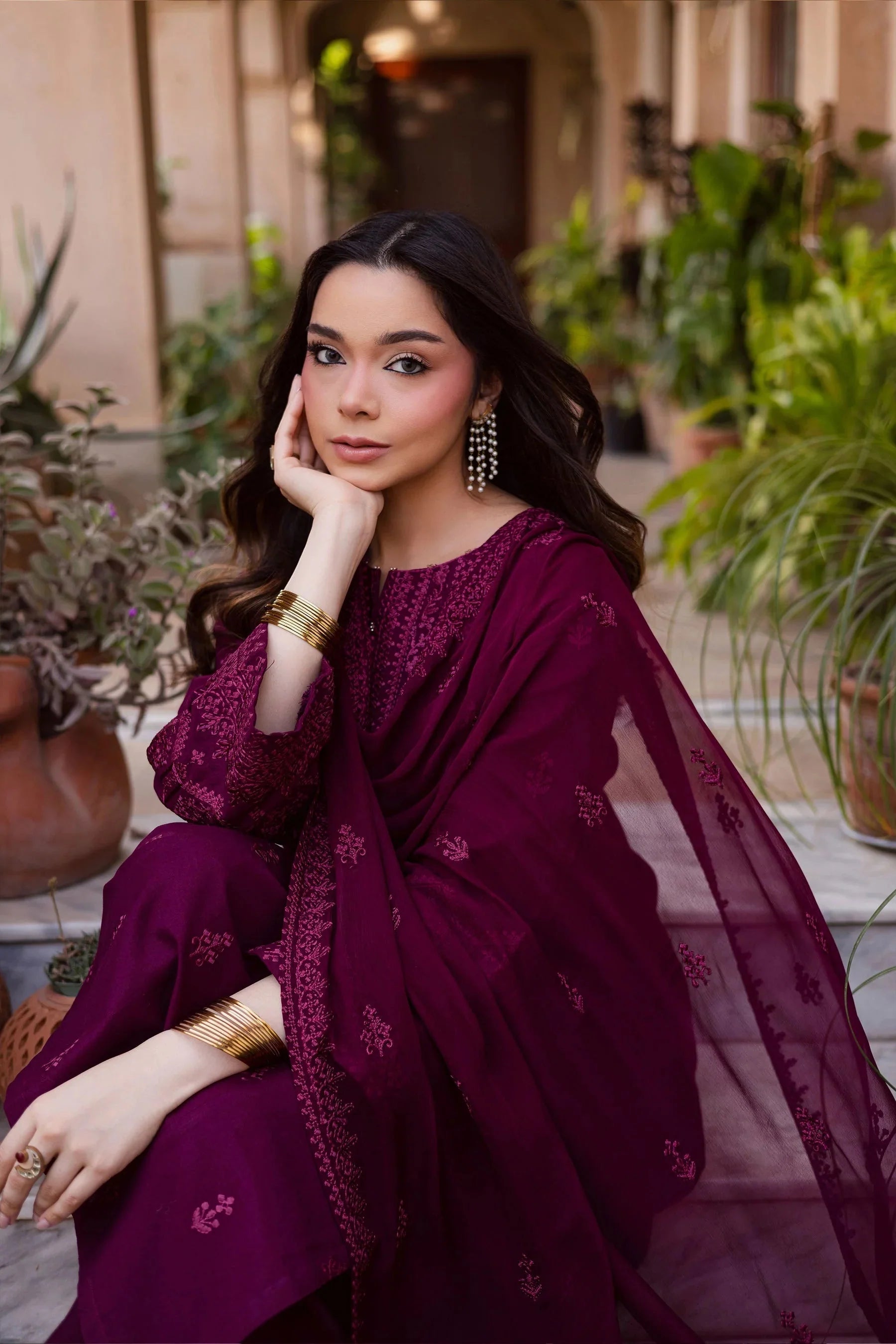 BATIK-3PC LAWN EMBROIDERED SHIRT WITH CHIFFON EMBROIDERED DUPATTA AND EMB TROUSER-BIC-4696 Asasay Fakhir