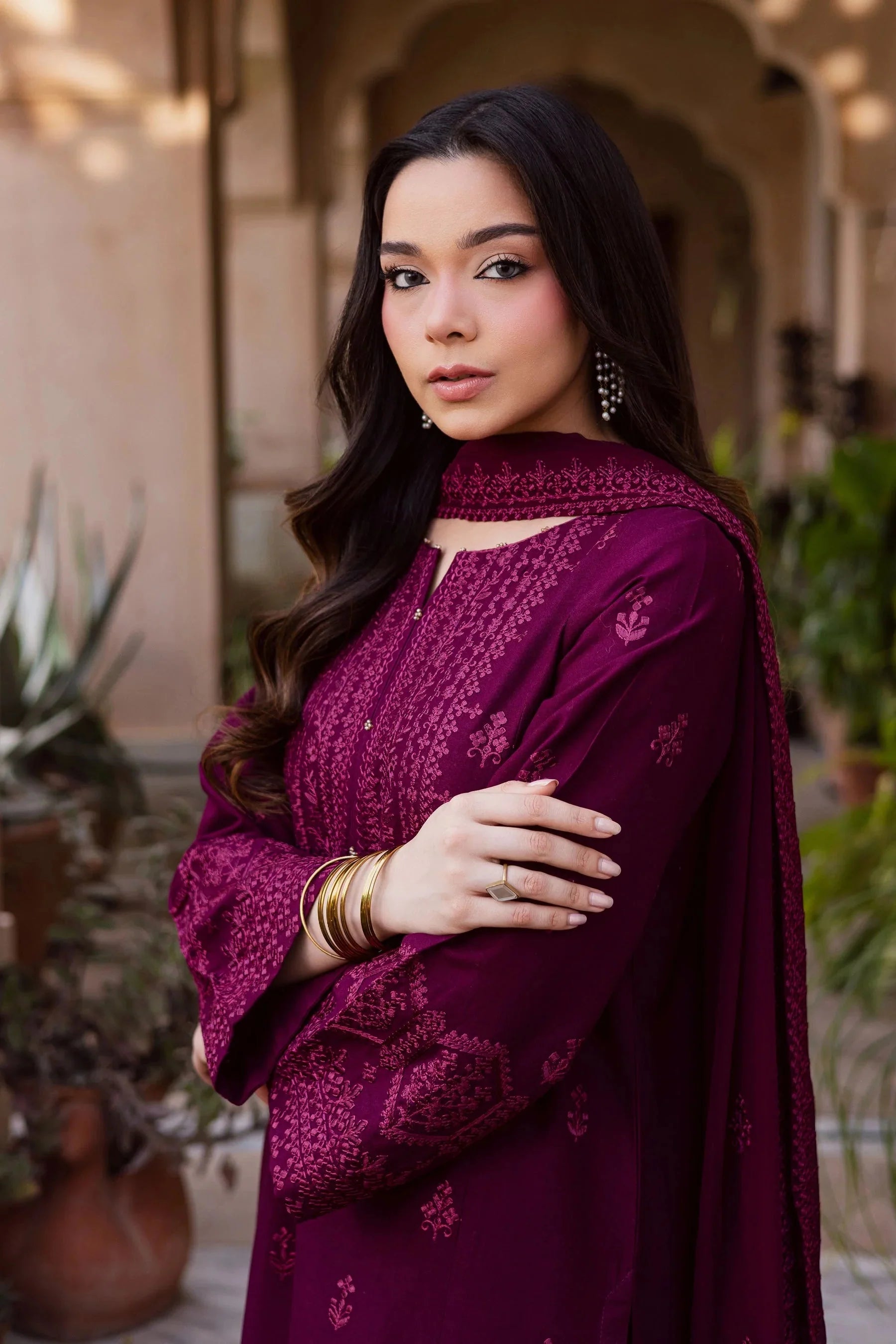 BATIK-3PC LAWN EMBROIDERED SHIRT WITH CHIFFON EMBROIDERED DUPATTA AND EMB TROUSER-BIC-4696 Asasay Fakhir