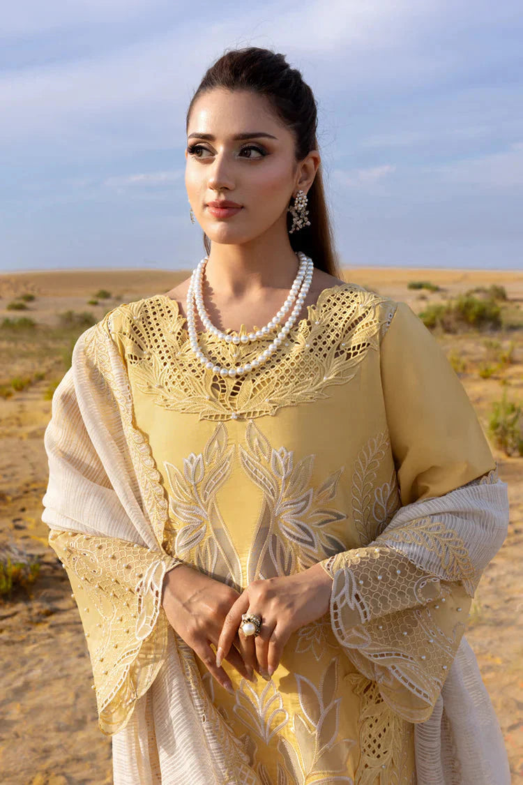 RANG RASIYA-3PC LAWN LASERCUTWORK EMBROIDERED SHIRT WITH KHAADI NET EMBROIDERED DUPATTA AND TROUSER -BIC-4769 Asasay Fakhir
