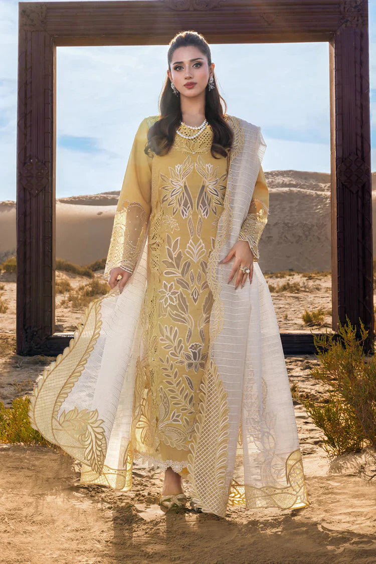 RANG RASIYA-3PC LAWN LASERCUTWORK EMBROIDERED SHIRT WITH KHAADI NET EMBROIDERED DUPATTA AND TROUSER -BIC-4769 Asasay Fakhir
