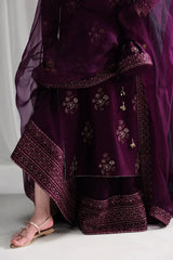 ZAIB-3PC HANDMADE EMBELLISHED SILK EMBROIDERED SHIRT WITH BAMBER CHIFFON DUPATTA AND TROUSER-BIC-4879 Asasay Fakhir