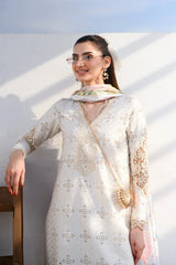 ZAIB-3PC LAWN CHIKAN EMBROIDERED SHIRT WITH CHIFFON PRINTED DUPATTA AND TROUSER-BIC-4881 Asasay Fakhir