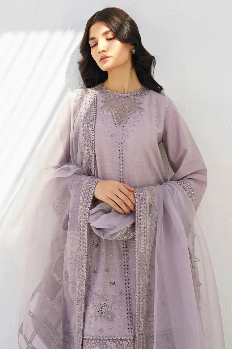 JAZMIN- 3PC LAWN HEAVY EMBROIDERED SHIRT WITH ORGANZA EMBROIDERED READY TO WEAR DUPATTA & TROUSER-BIC-4560 Asasay Fakhir