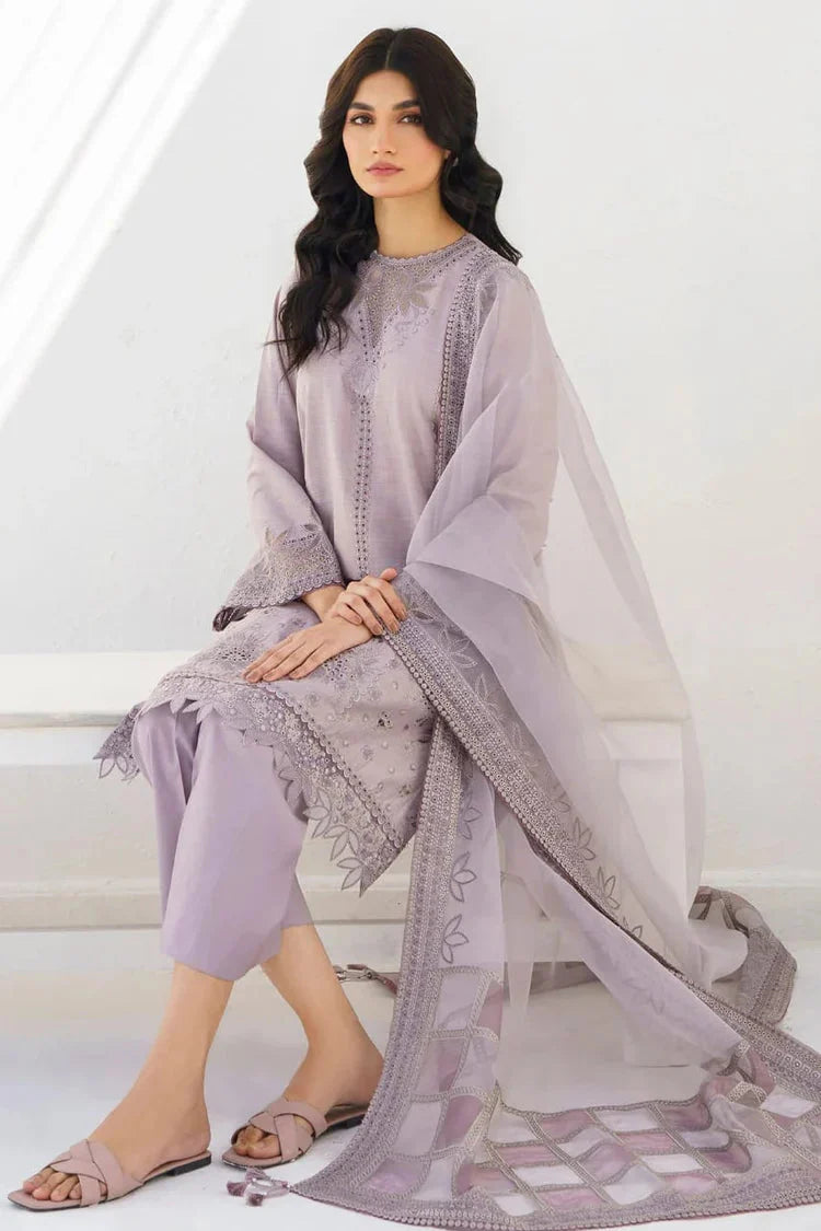JAZMIN- 3PC LAWN HEAVY EMBROIDERED SHIRT WITH ORGANZA EMBROIDERED READY TO WEAR DUPATTA & TROUSER-BIC-4560 Asasay Fakhir
