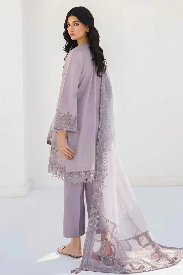 JAZMIN- 3PC LAWN HEAVY EMBROIDERED SHIRT WITH ORGANZA EMBROIDERED READY TO WEAR DUPATTA & TROUSER-BIC-4560 Asasay Fakhir