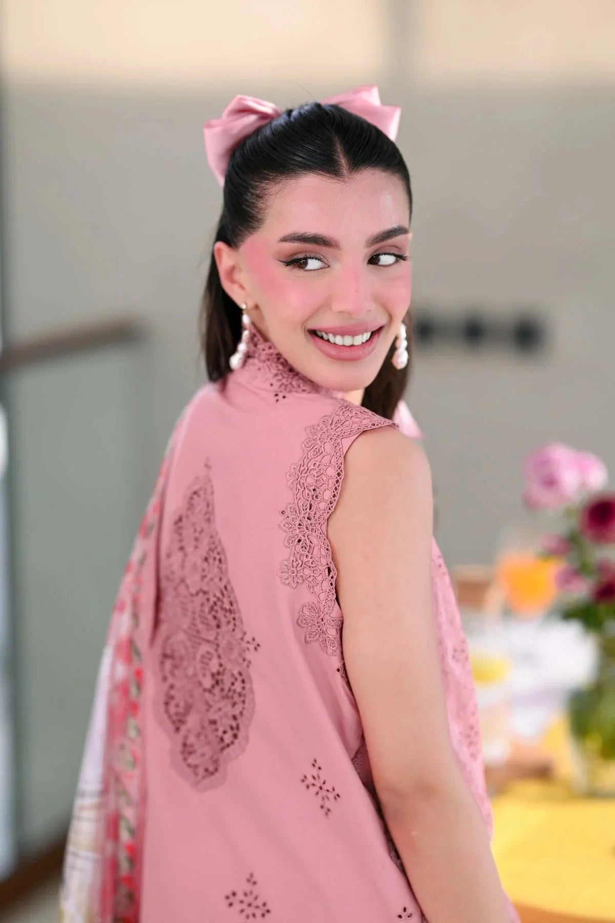 ZAIB-3PC LAWN CHIKAN EMBROIDERED SHIRT WITH CHIFFON PRINTED DUPATTA AND TROUSER-BIC-4880 Asasay Fakhir