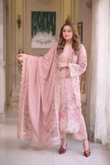 ANEELAS-3PC LAWN CHIKAN EMBROIDERED SHIRT WITH LAWN EMB DUPATTA AND TROUSER-BIC-4667 Asasay Fakhir
