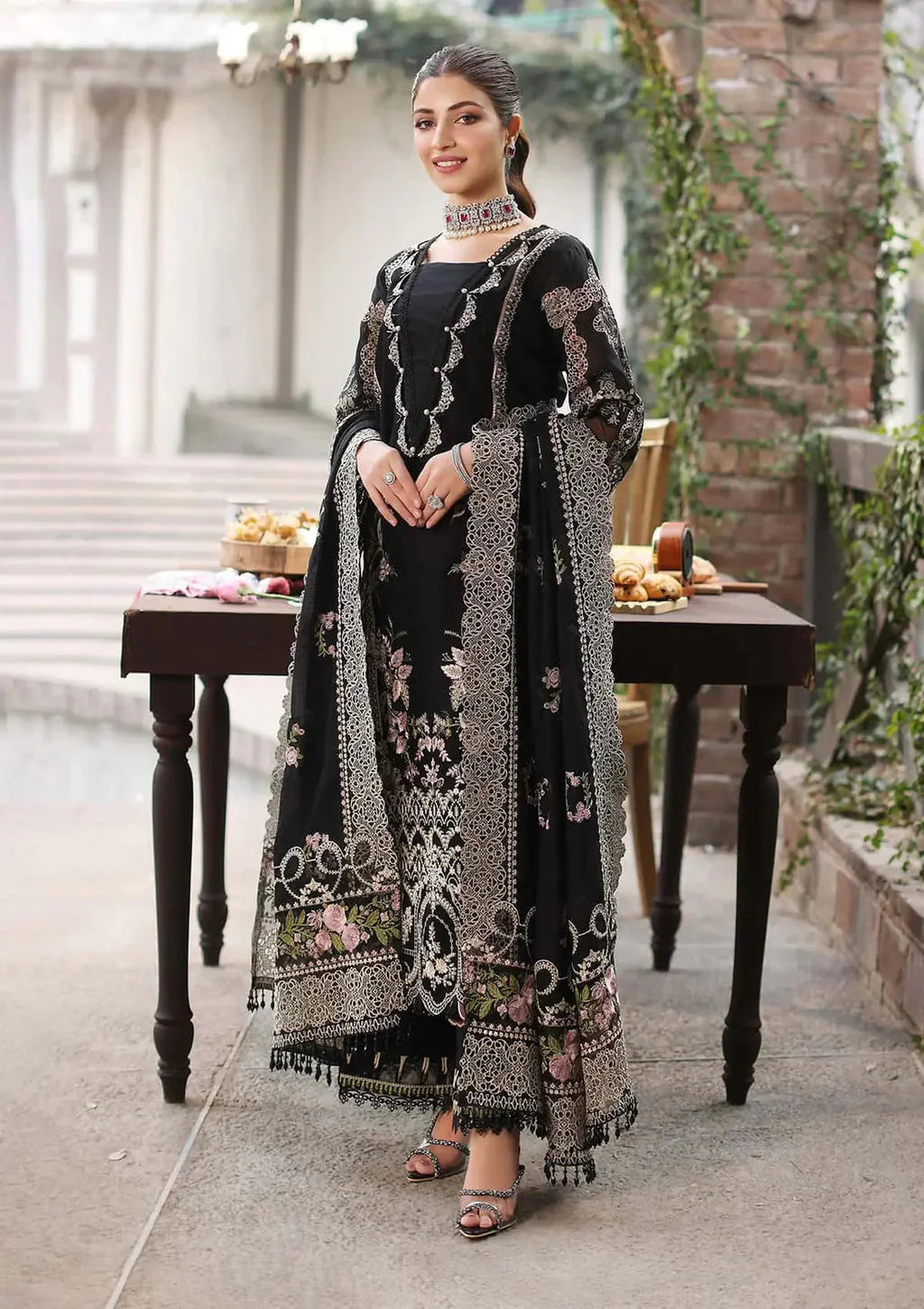 ASIM JOFA-3PC LAWN EMBROIDERED SHIRT WITH CHIFFON EMBROIDERED DUPATTA AND TROUSER -BIC-4633 Asasay Fakhir
