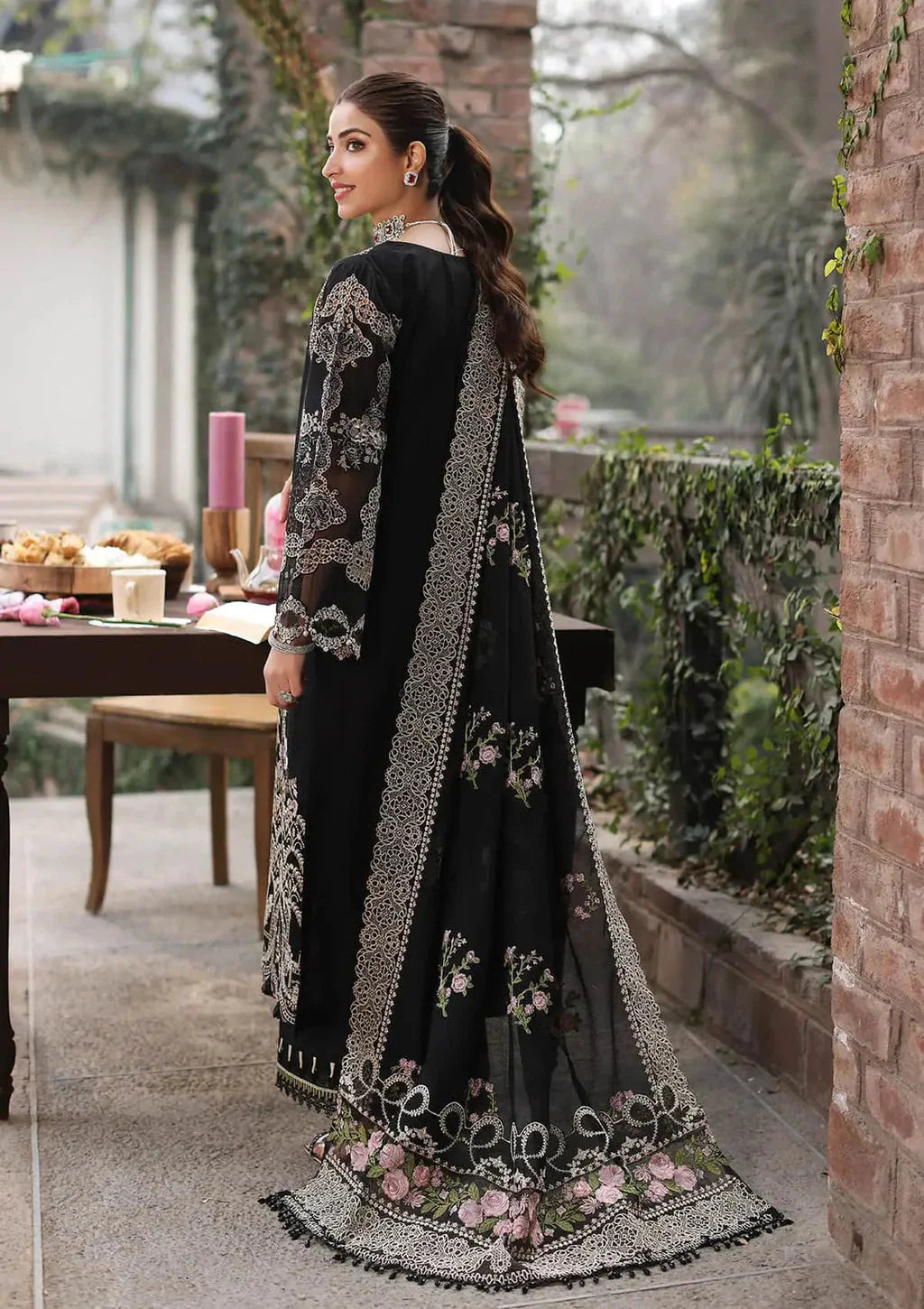 ASIM JOFA-3PC LAWN EMBROIDERED SHIRT WITH CHIFFON EMBROIDERED DUPATTA AND TROUSER -BIC-4633 Asasay Fakhir