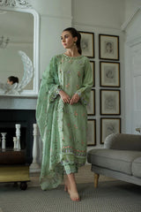 SOBIA NAZIR-3PC LAWN EMBROIDERED SHIRT WITH CHIFFON PRINTED EMB DUPATTA AND TROUSER-BIC-4616 Asasay Fakhir