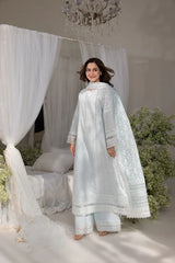 SOBIA NAZIR-3PC LAWN LASERCUTWORK EMBROIDERED SHIRT WITH CHIFFON PRINT EMBROIDERED DUPATTA AND TROUSER-BIC-4774 Asasay Fakhir