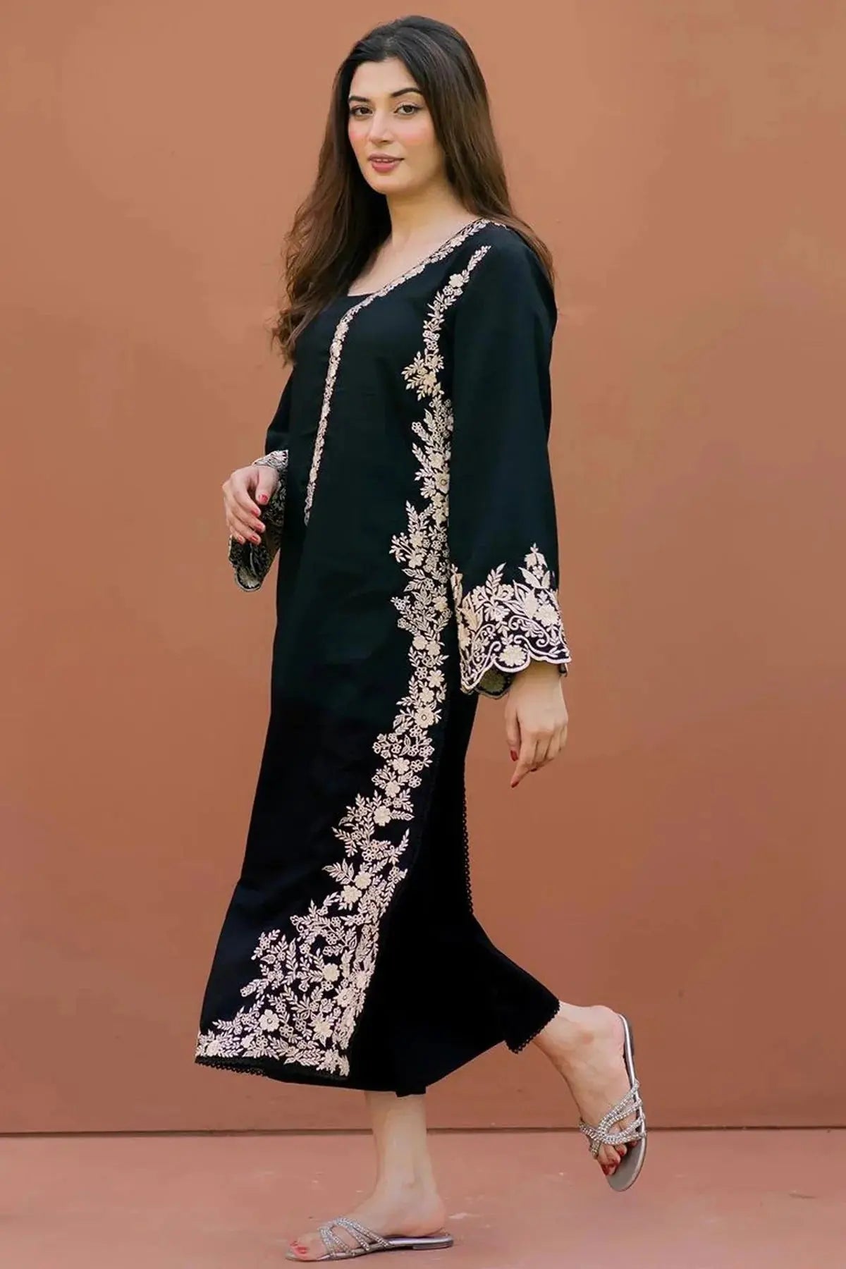 LAJWANTI-2PC LAWN EMBROIDERED SHIRT WITH LAWN EMBROIDERED SLEEVES-BIC-214 Asasayfakhir