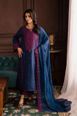BATIK-3PC LAWN SEQUIN EMBROIDERED SHIRT WITH CHIFFON EMBROIDERED DUPATTA AND TROUSER-BIC-4878 Asasay Fakhir
