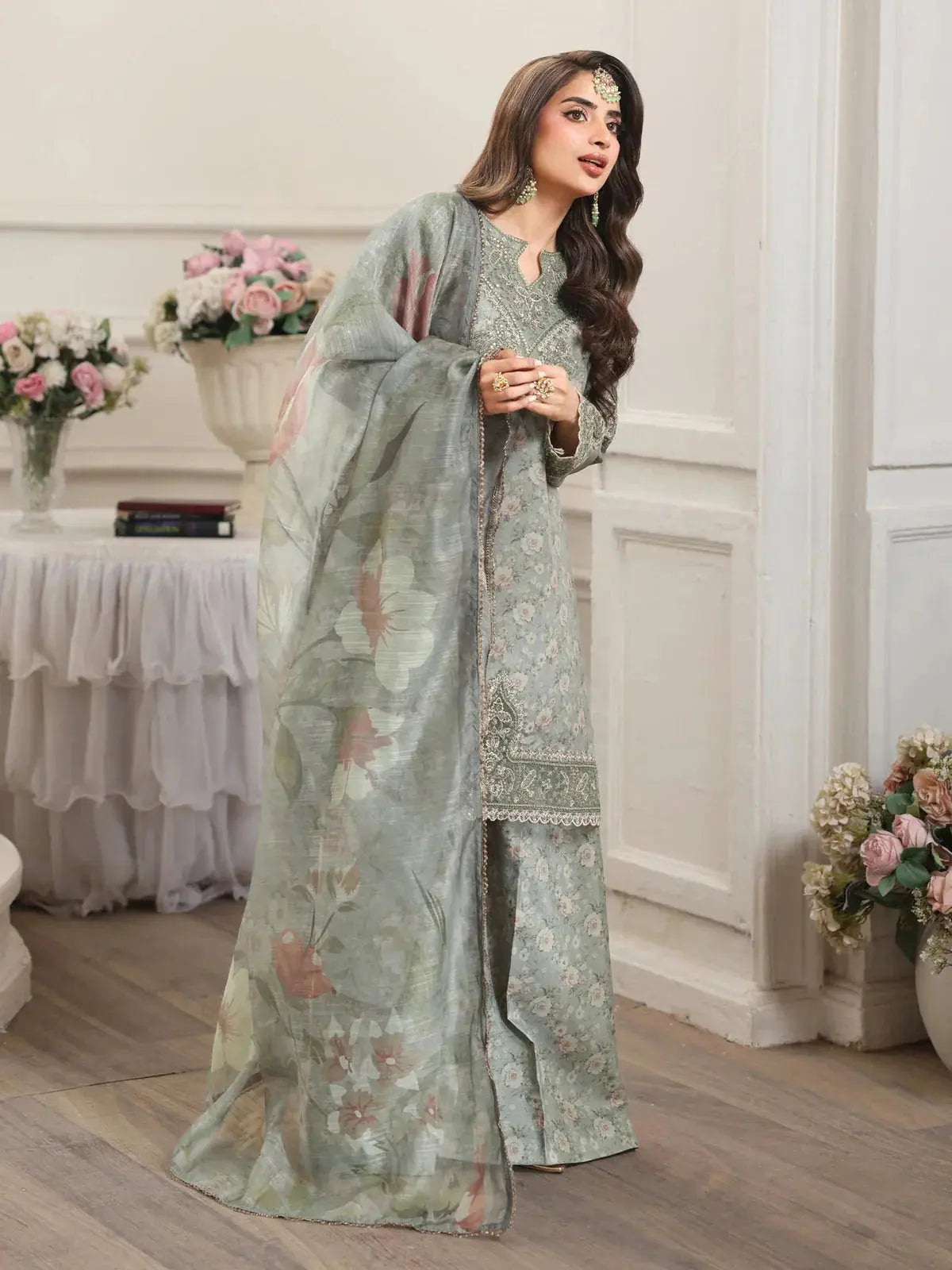 MOHAGNI-3PC LAWN PRINTED EMBROIDERED SHIRT WITH SILK PRINTED DUPATTA AND PRINTED TROUSER-BIC-008 Asasayfakhir