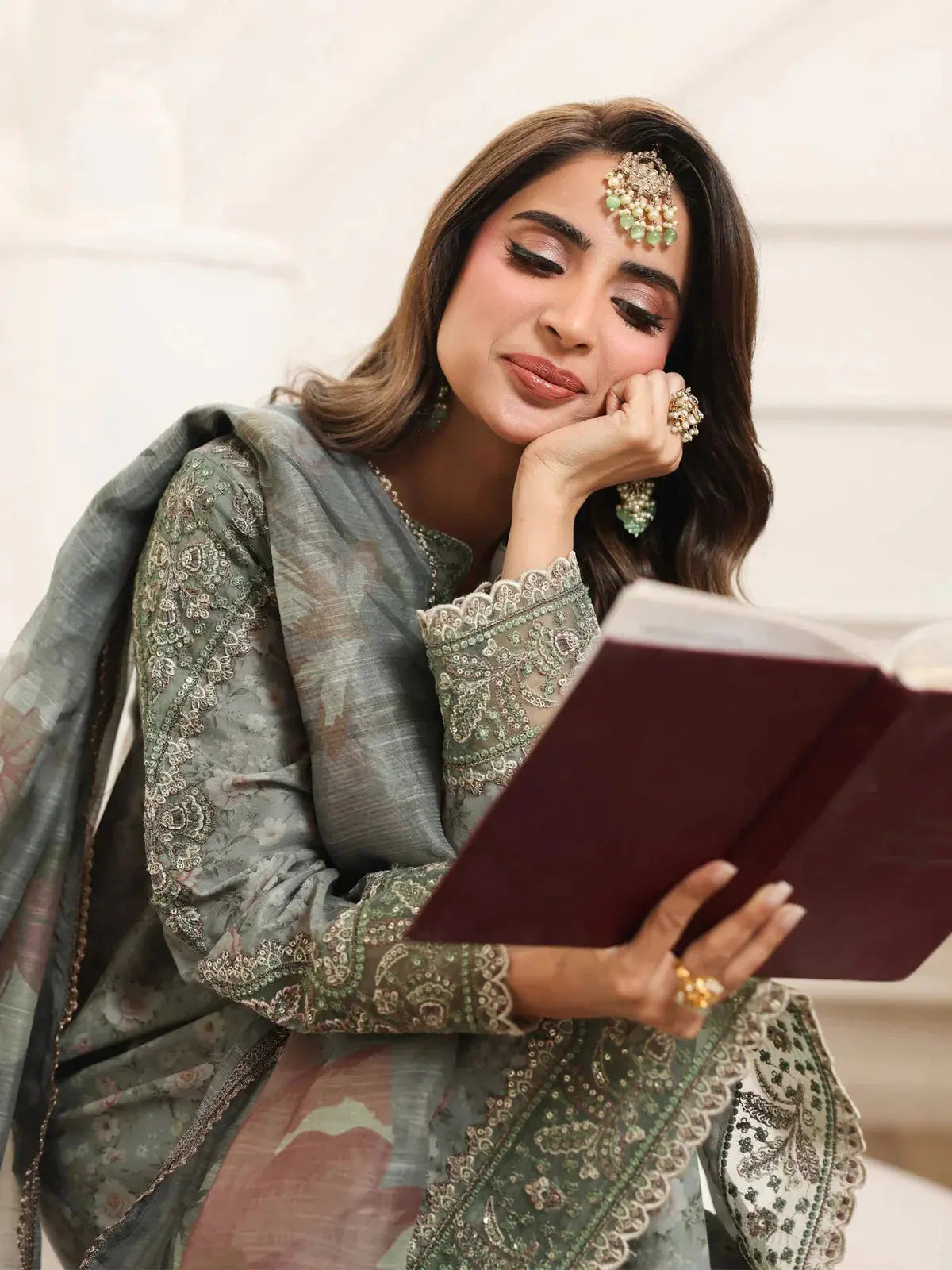 MOHAGNI-3PC LAWN PRINTED EMBROIDERED SHIRT WITH SILK PRINTED DUPATTA AND PRINTED TROUSER-BIC-008 Asasayfakhir
