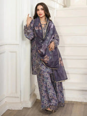 MOHAGNI-3PC LAWN PRINTED EMBROIDERED SHIRT WITH SILK PRINTED DUPATTA AND PRINTED EMB TROUSER-006 Asasay Fakhir