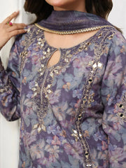 MOHAGNI-3PC LAWN PRINTED EMBROIDERED SHIRT WITH SILK PRINTED DUPATTA AND PRINTED EMB TROUSER-006 Asasay Fakhir