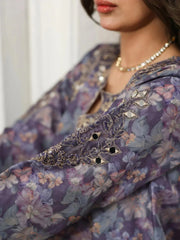 MOHAGNI-3PC LAWN PRINTED EMBROIDERED SHIRT WITH SILK PRINTED DUPATTA AND PRINTED EMB TROUSER-006 Asasay Fakhir