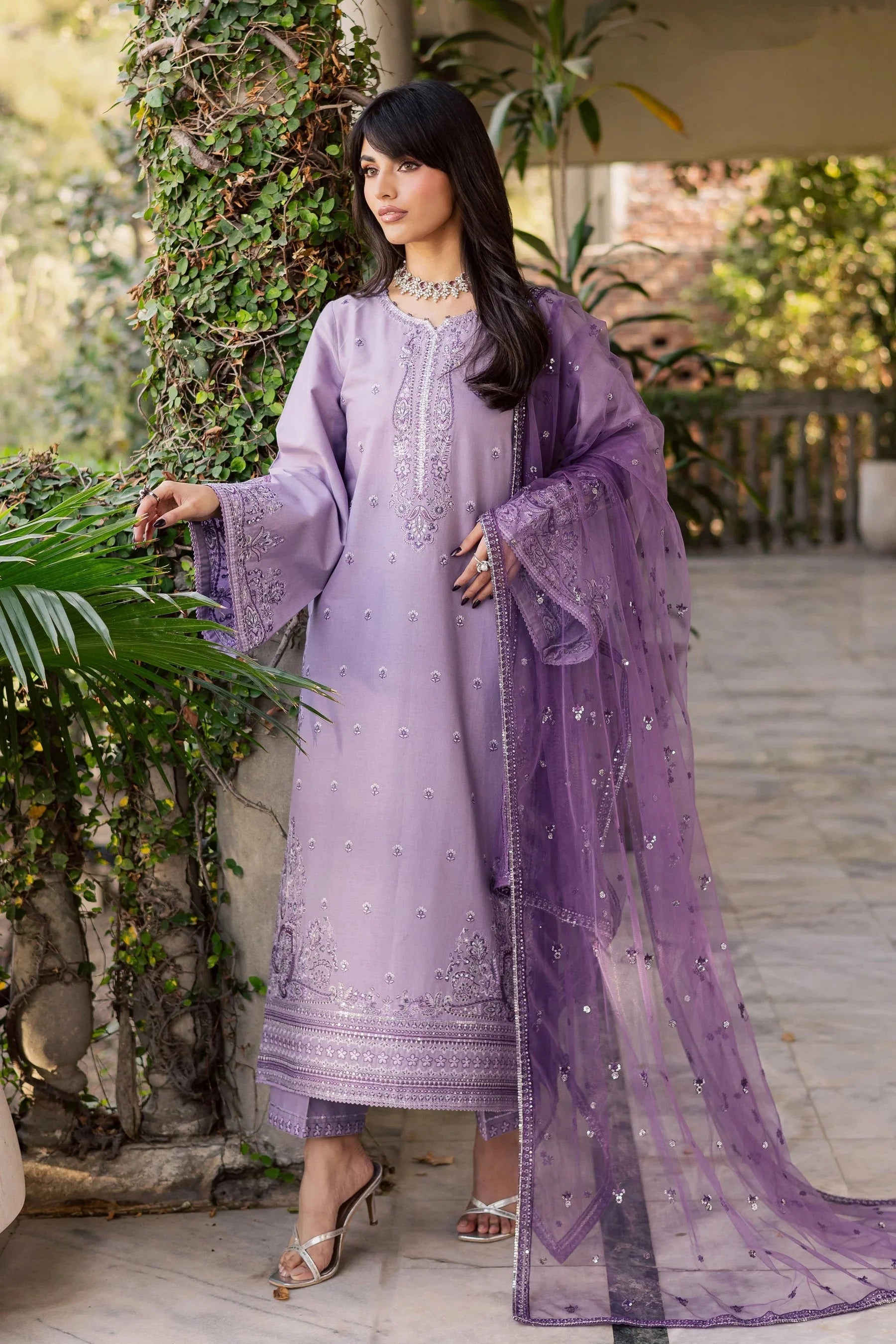 BATIK-3PC LAWN EMBROIDERED SHIRT WITH ORGANZA EMBROIDERED DUPATTA AND TROUSER-BIC-4830 Asasay Fakhir