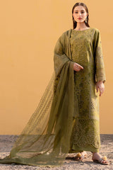 MAHNUR-3PC LAWN LASER WORK EMBROIDERED SHIRT WITH KHAADI NET EMBROIDERED DUPATTA AND TROUSER -BIC-4742 Asasay Fakhir