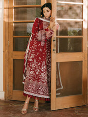 MAHNUR-3PIECE LAWN EMBROIDERED SHIRT WITH KHADDI NET EMB DUPATTA AND TROUSER-BIC-4700 Asasay Fakhir