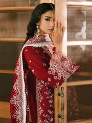 MAHNUR-3PIECE LAWN EMBROIDERED SHIRT WITH KHADDI NET EMB DUPATTA AND TROUSER-BIC-4700 Asasay Fakhir