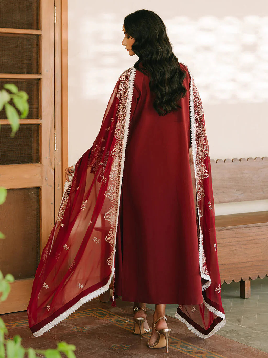 MAHNUR-3PIECE LAWN EMBROIDERED SHIRT WITH KHADDI NET EMB DUPATTA AND TROUSER-BIC-4700 Asasay Fakhir