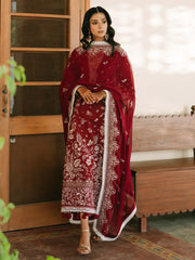 MAHNUR-3PIECE LAWN EMBROIDERED SHIRT WITH KHADDI NET EMB DUPATTA AND TROUSER-BIC-4700 Asasay Fakhir