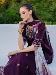 IZEL-3PC LAWN EMBROIDERED SHIRT WITH CHIFFON PRINT DUPATTA AND EMB TROUSER-BIC-4839 Asasay Fakhir