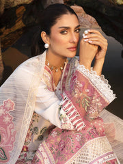 MAHNUR-3PC LAWN CHIKAN HEAVY EMBROIDERED SHIRT WITH KHADDI NET EMBROIDERED DUPATTA AND TROUSER-BIC-4734 Asasay Fakhir