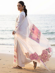 MAHNUR-3PC LAWN CHIKAN HEAVY EMBROIDERED SHIRT WITH KHADDI NET EMBROIDERED DUPATTA AND TROUSER-BIC-4734 Asasay Fakhir