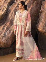 MAHNUR-3PC LAWN CHIKAN HEAVY EMBROIDERED SHIRT WITH KHADDI NET EMBROIDERED DUPATTA AND TROUSER-BIC-4734 Asasay Fakhir