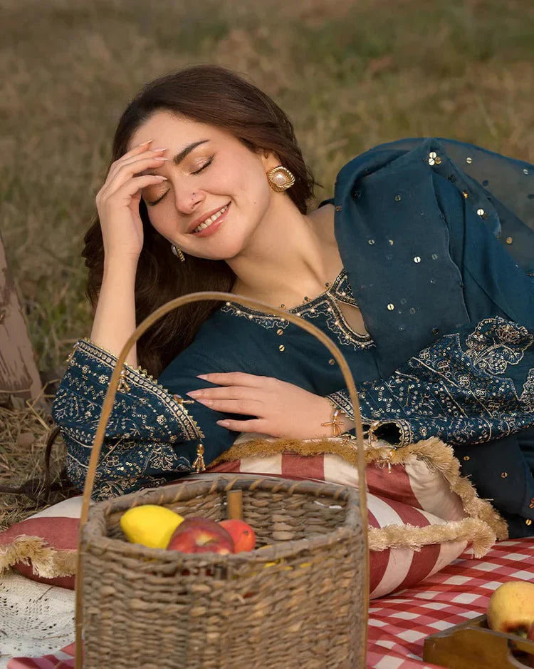 JADE-3PC LAWN EMBROIDERED SHIRT WITH ORGANZA EMBROIDERED DUPATTA AND TROUSER -BIC-4781 Asasay Fakhir